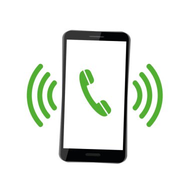 siyah smartphone cep telefonu çaldığında telefon ahizesi yeşil