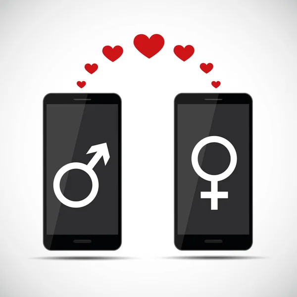 Conceito de aplicativo de namoro on-line com homem e mulher —  Vetores de Stock