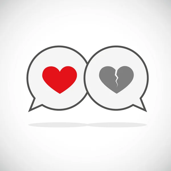 Comunicação amor e separação speach bolha ícone — Vetor de Stock