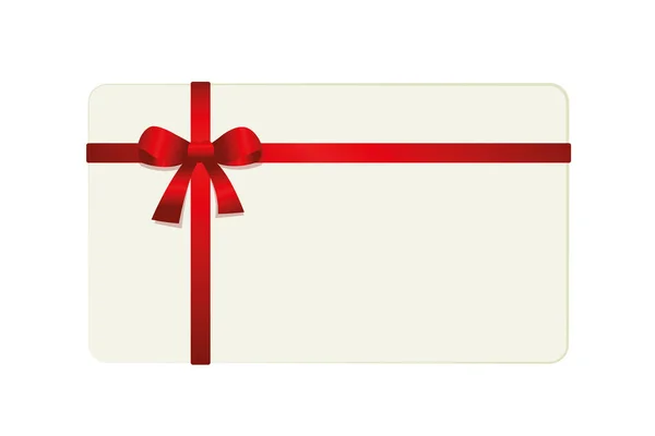 Біла подарункова картка з червоною стрічкою ізольована від фону — стоковий вектор