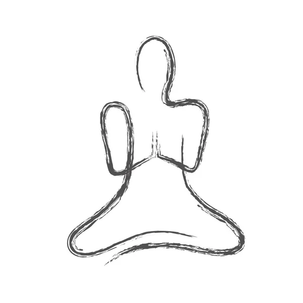 Mano dibujo persona en la meditación pose sobre fondo blanco — Vector de stock