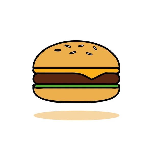 ハンバーガーのファーストフードのアイコンのシンボル — ストックベクタ