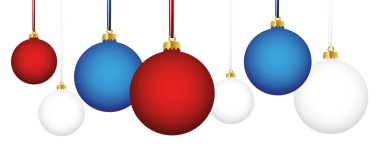 neşeli Noel biblo mavi beyaz ve kırmızı renklerde