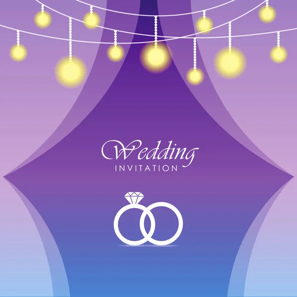 Κάρτα για προσκλητήριο γάμου με φανάρια και Βέρες — Διανυσματικό Αρχείο