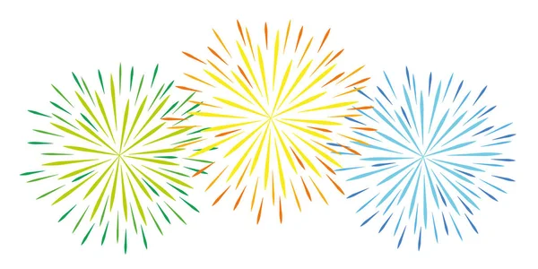 Celebração fogos de artifício coloridos no fundo branco — Vetor de Stock