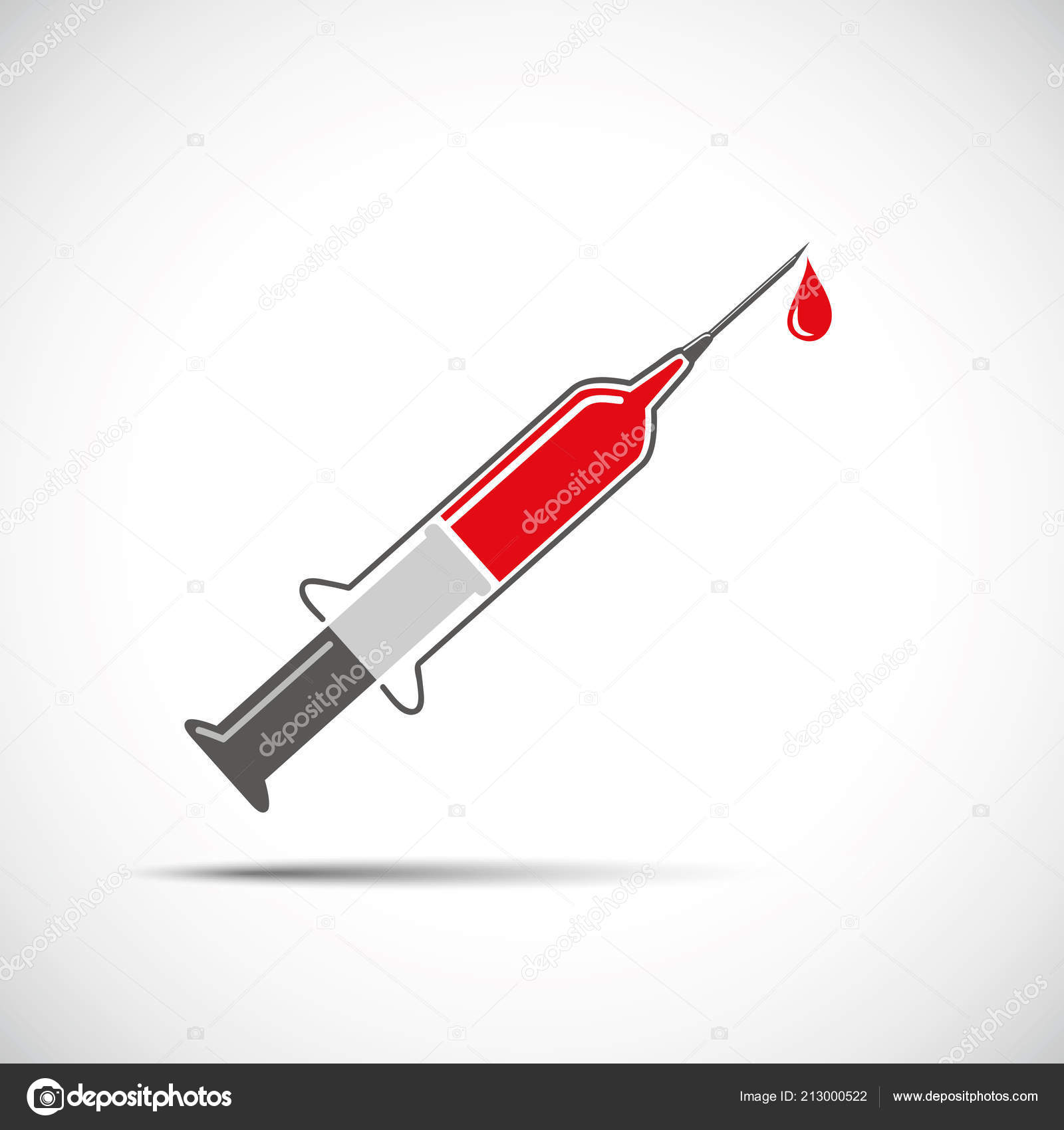 Шприц для инъекций и сдачи крови с помощью векторной иллюстрации иголки EPS...