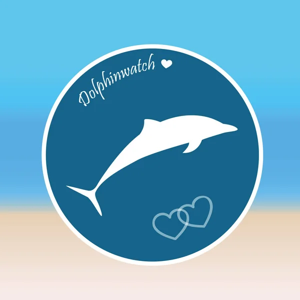 Dolfijn springt dolphinwatch beach achtergrond — Stockvector