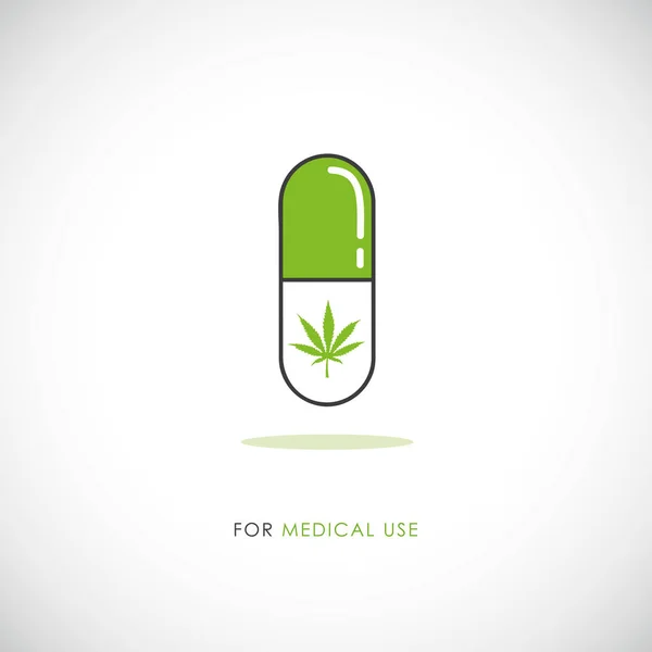 Pílula de maconha medicinal ícone símbolo de cannabis — Vetor de Stock