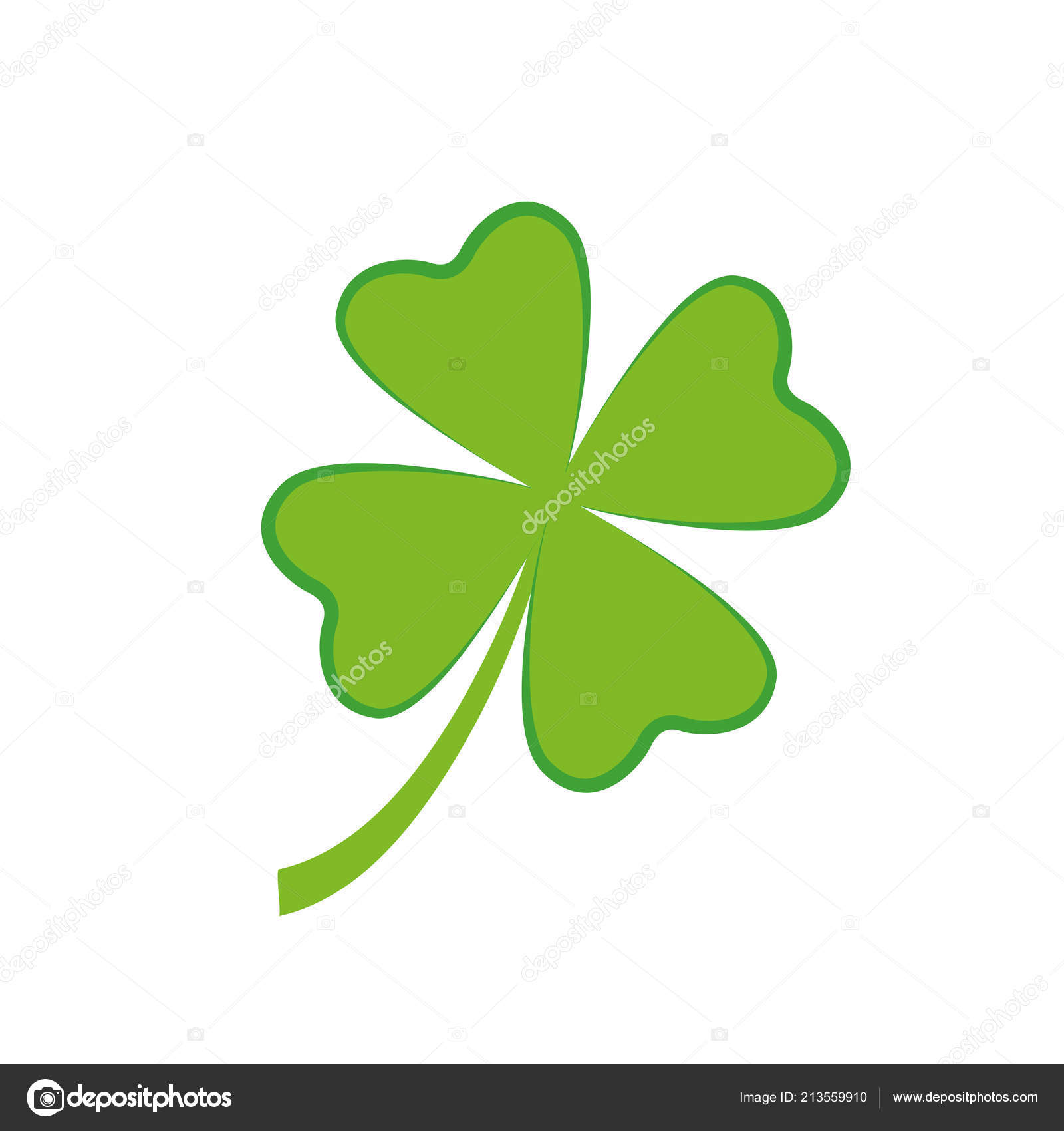 Four Leaf Green Clover Simple Drawing White Background Vector Image By C Krissikunterbunt Vector Stock