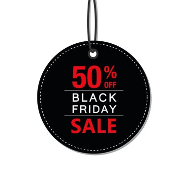 Black Friday 50 percent sale black tag advertising round banner