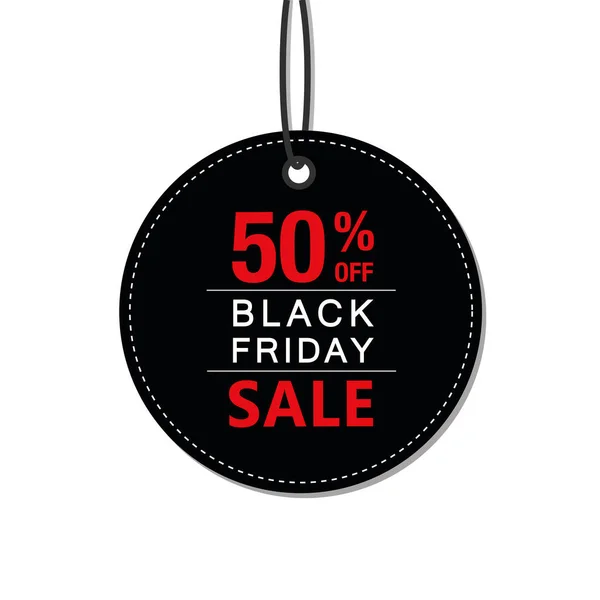 Black Friday 50 percent sale black tag advertising round banner — Stock Vector