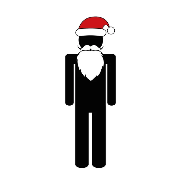Natal Papai Noel com pictograma de barba —  Vetores de Stock
