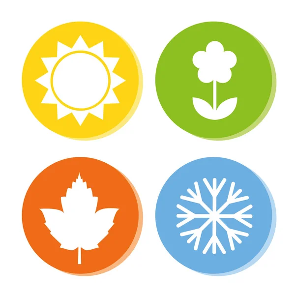 Cztery ikony na sezon wiosna lato jesień zima — Wektor stockowy