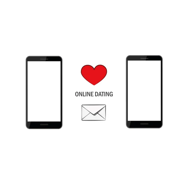 Online dating app concept met hart en envelop — Stockvector