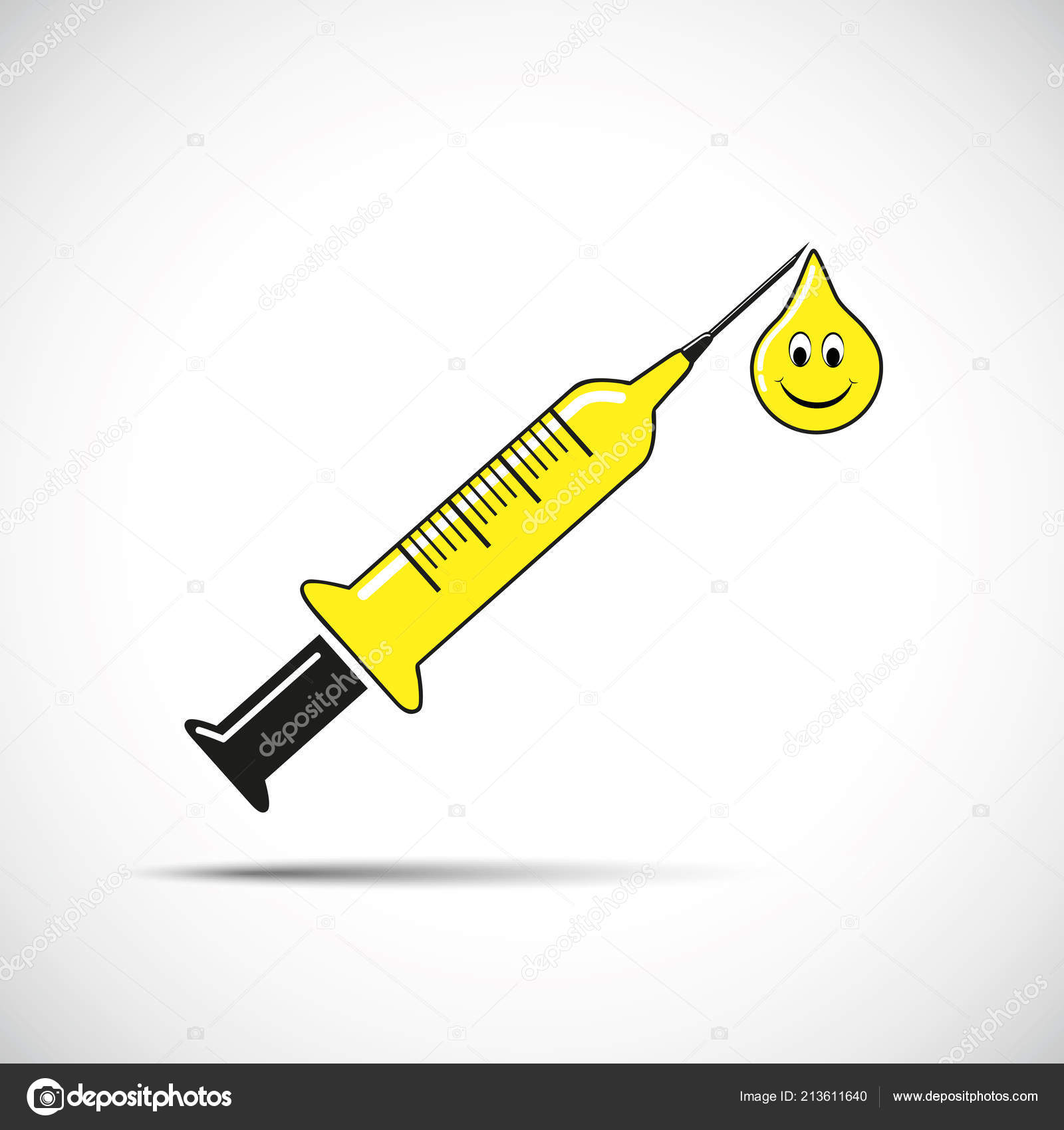 Happy injection Syringe for happy injection with needle and emoji