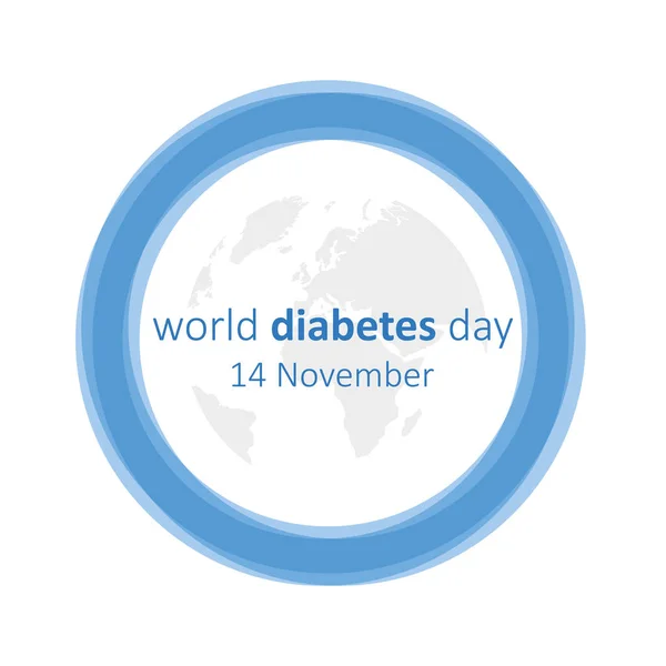 Mundo diabetes dia 14 novembro círculo azul e terra —  Vetores de Stock