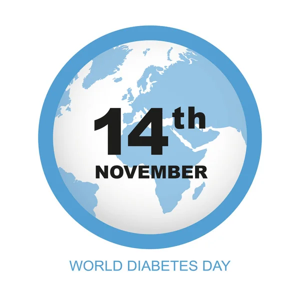 世界糖尿病日11月14日蓝色地球 — 图库矢量图片