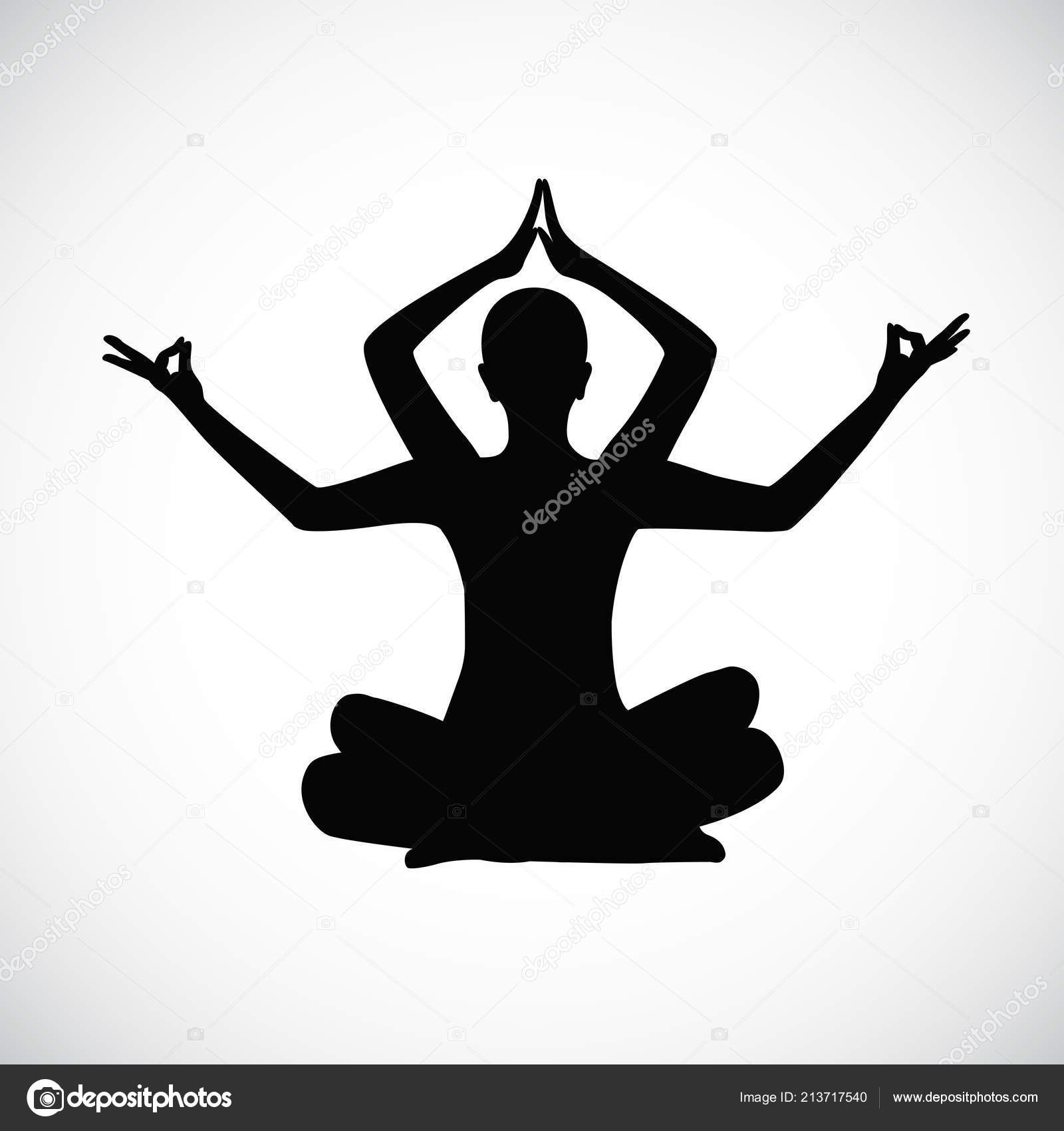 Pessoa sentada em diferentes posições de lótus meditação ioga silhueta  imagem vetorial de krissikunterbunt© 213717540