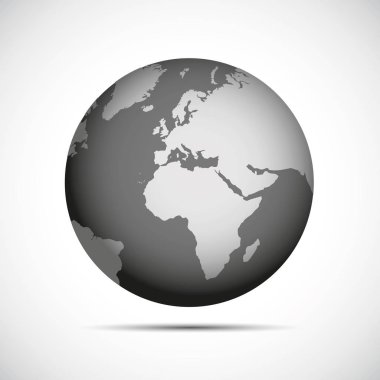 gri planet earth simgesini düz tasarım
