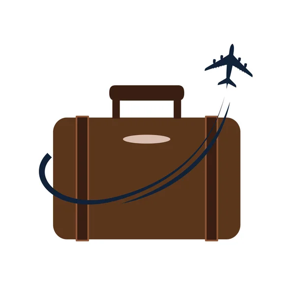 Maleta de viaje marrón en el aeropuerto — Vector de stock