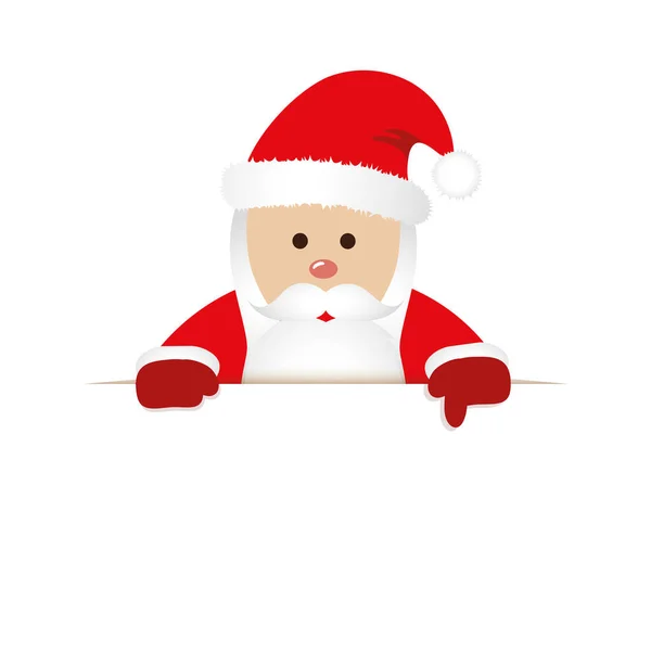 Christmas Santa Claus i rött pekar på tom gratulationskort — Stock vektor
