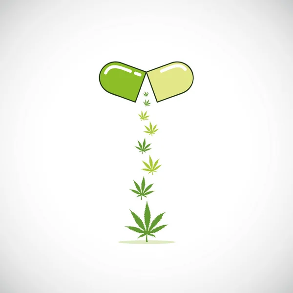 Медицинские таблетки марихуаны медицинские символы конопли — стоковый вектор