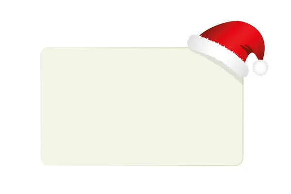 Carta bianca con cappello rosso Santa isolato su sfondo bianco — Vettoriale Stock