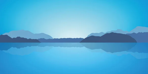 Hermoso lago azul y montañas paisaje fondo — Vector de stock