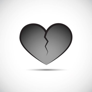 beyaz bir arka plan üzerinde izole gri kırık kalp