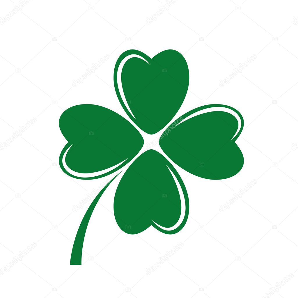 four-leaf green clover white background