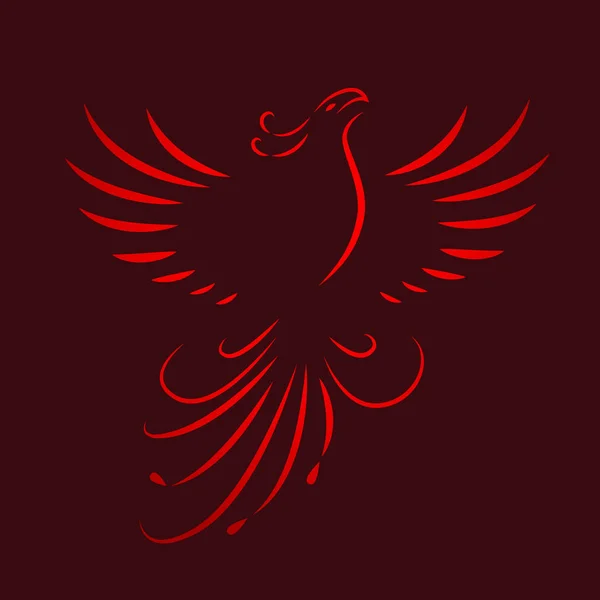 Red phoenix rising rysowania linii skrzydła — Wektor stockowy