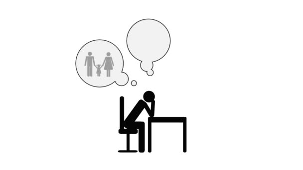 Burnout and stress mental problems concept animated pictogram — Stock Video