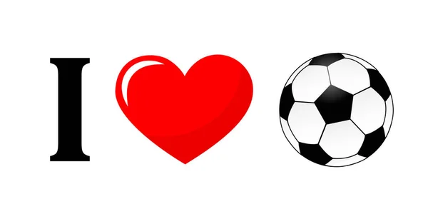 Me encanta la tipografía del pictograma de fútbol — Vector de stock