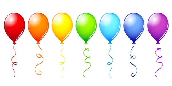 Muitos balões coloridos em cores do arco-íris — Vetor de Stock