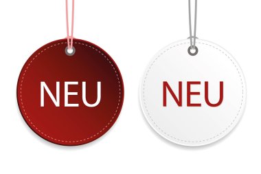 beyaz bir arka plan üzerinde yeni tipografi kırmızı ve beyaz etiketi