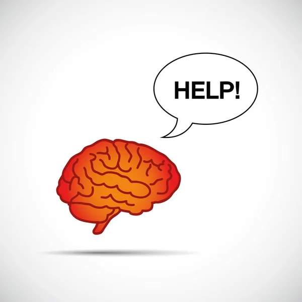 Cervello che tiene cartello cervello umano bisogno di aiuto concetto — Vettoriale Stock