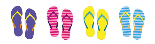 Set mit bunten Sommer-Flip-Flops für den Strandurlaub — Stockvektor