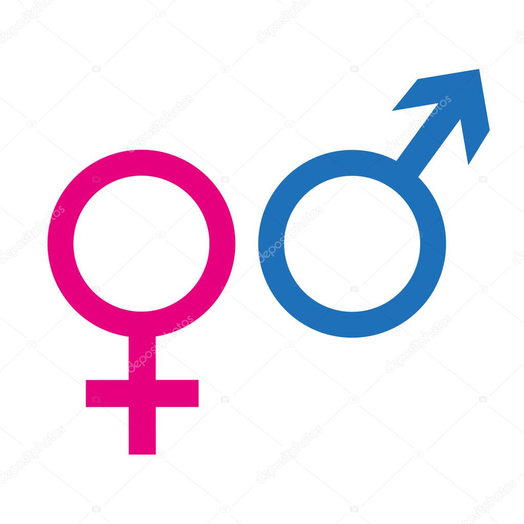 male and female icon symbol isolated on white background