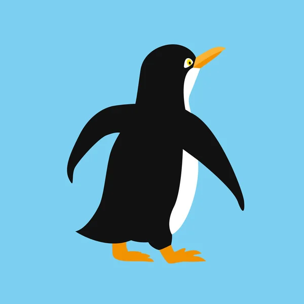 Cute penguin animal icon antarctic bird on a blue background — Stock Vector