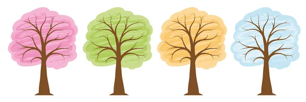 Четыре сезона деревья в ярких цветах весна лето осень зима — стоковый вектор