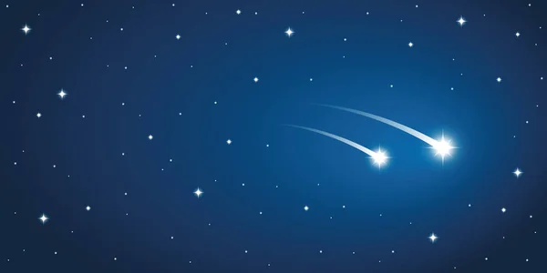 Twee vallende sterren in de sterrenhemel — Stockvector