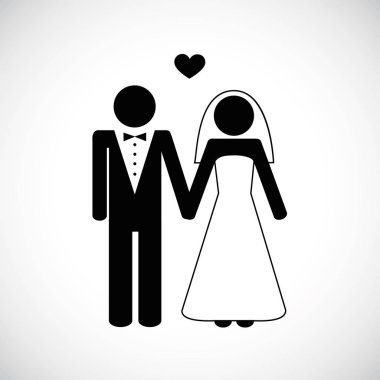 düğün çift piktogram beyaz arka plan üzerinde
