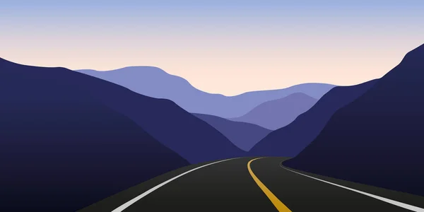 暗い風景の山の高速道路 — ストックベクタ