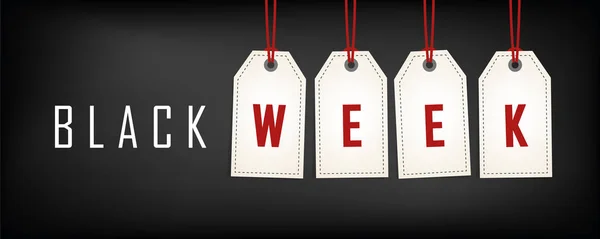 Siyah arka plan üzerine reklam siyah hafta Satılık beyaz Etiketler