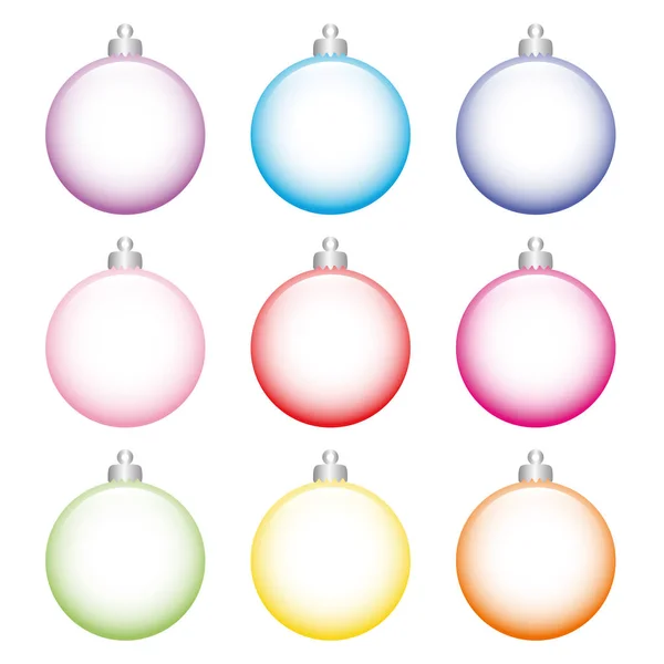 Ensemble de boules colorées de sapin de Noël en verre sur fond blanc — Image vectorielle