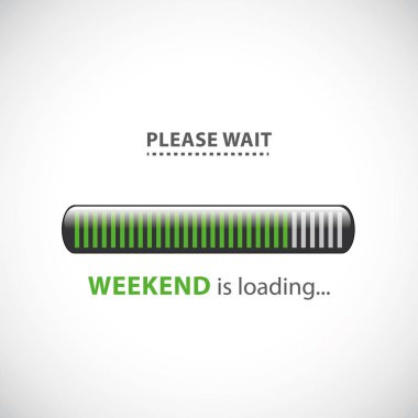 weekend loading please wait infographic with green bar clipart