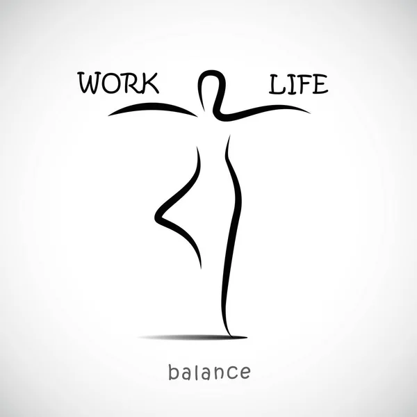 Persona de pie en postura de yoga y equilibrio entre trabajo y vida — Archivo Imágenes Vectoriales