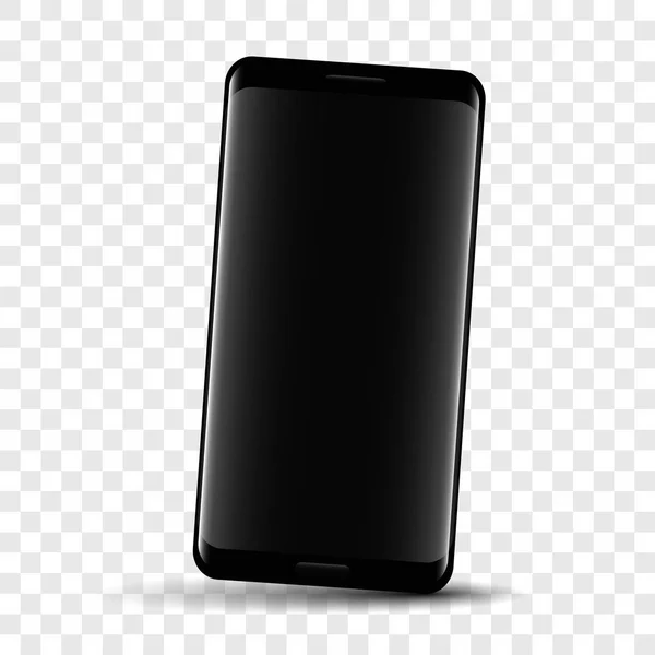 逼真的黑色智能手机与黑屏隔离 — 图库矢量图片