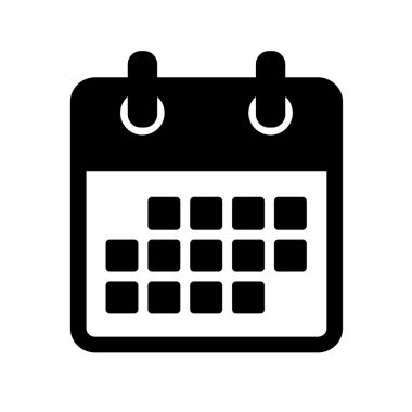 Beyaz arka planda siyah basit takvim simgesini piktogram