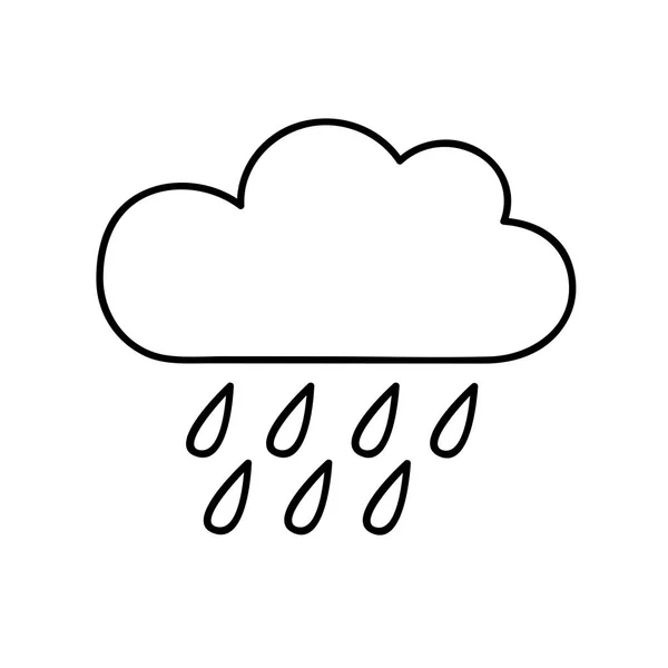 Moln med regn väder ikonen kontur — Stock vektor